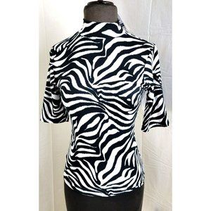 Mady & Nell Made in USA Zebra Stripe Animal Print Short Sleeve Shirt Size Small